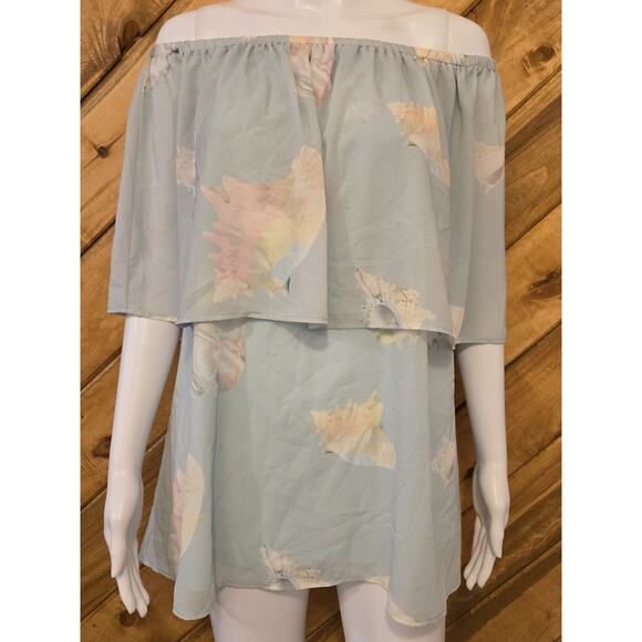 Show Me Your Mumu 'Mako' Mini Dress Womens Sz S Grn Blue Seashell Off-Shoulder - Picture 1 of 5